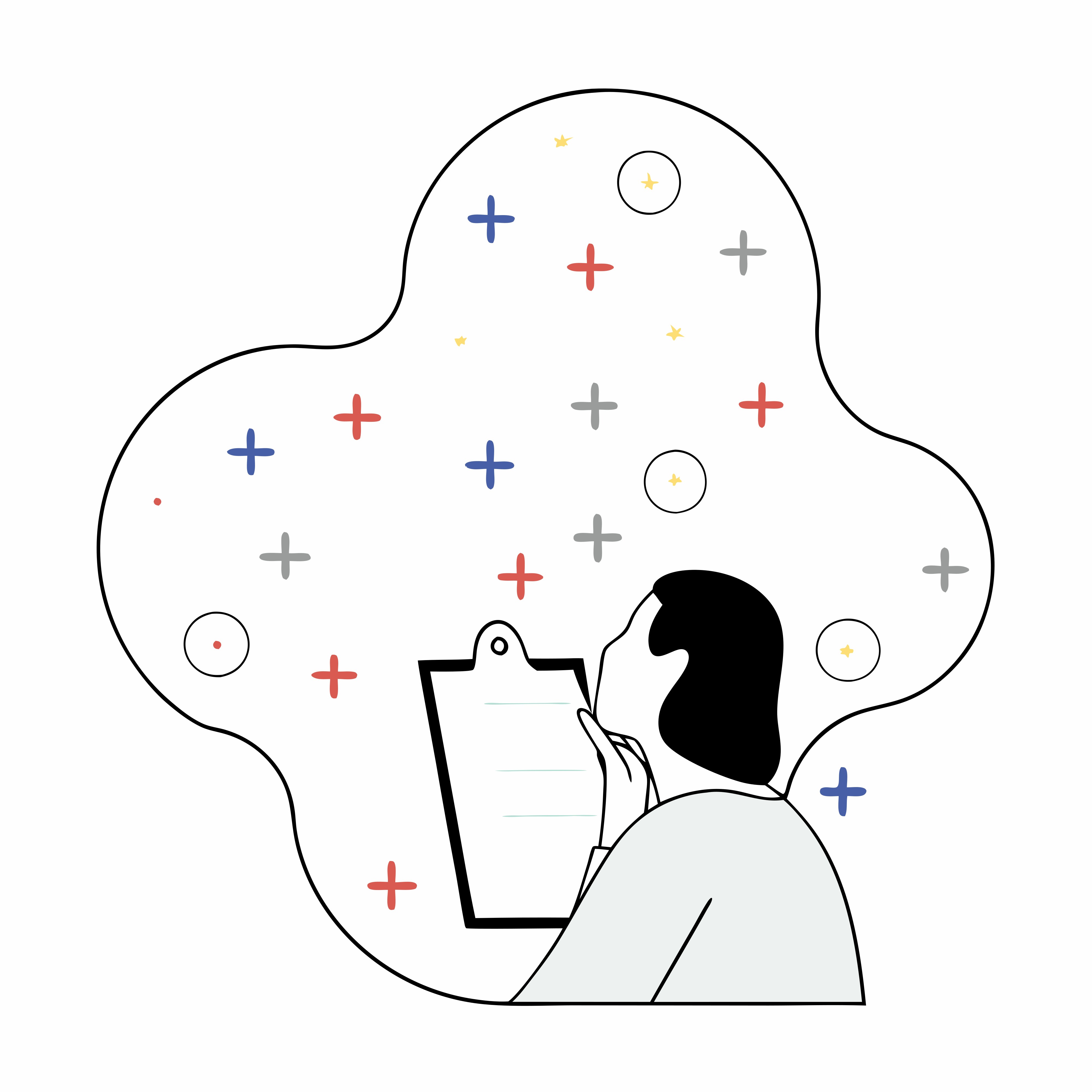 A woman thinking about a problem with a memory map