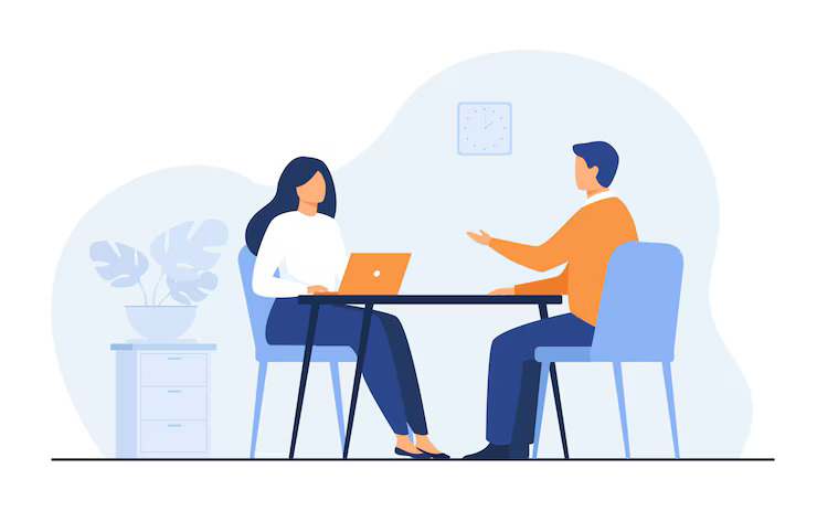 A one on one meeting